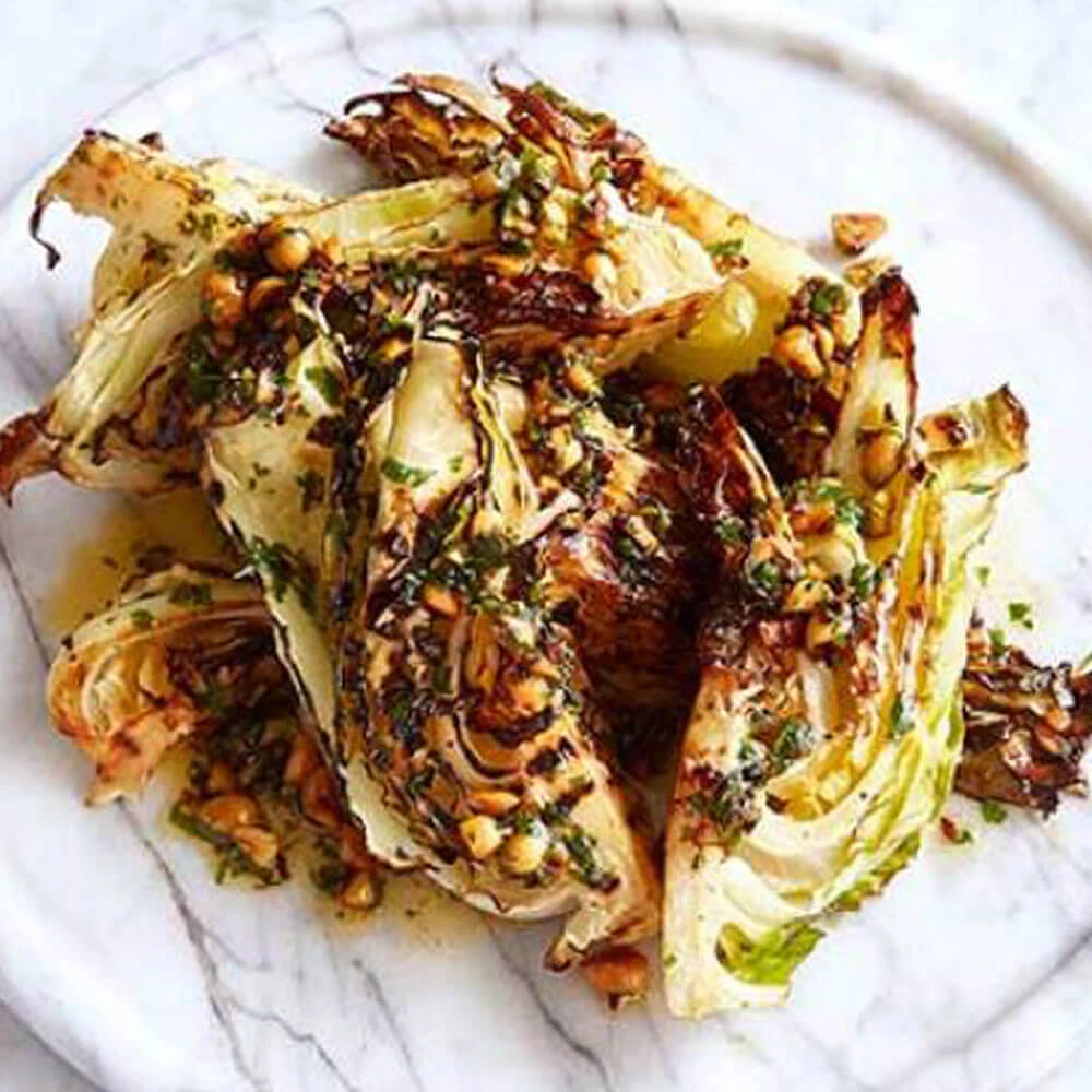 Roasted hot honey cabbage with squash, chorizo & chestnuts Image 1