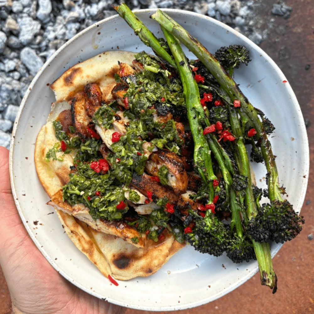 BBQ Harrisa Chicken Thighs & Chimichurri Image 1