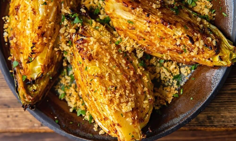 CHARRED HISPI CABBAGE WITH CHILLI MISO BUTTER