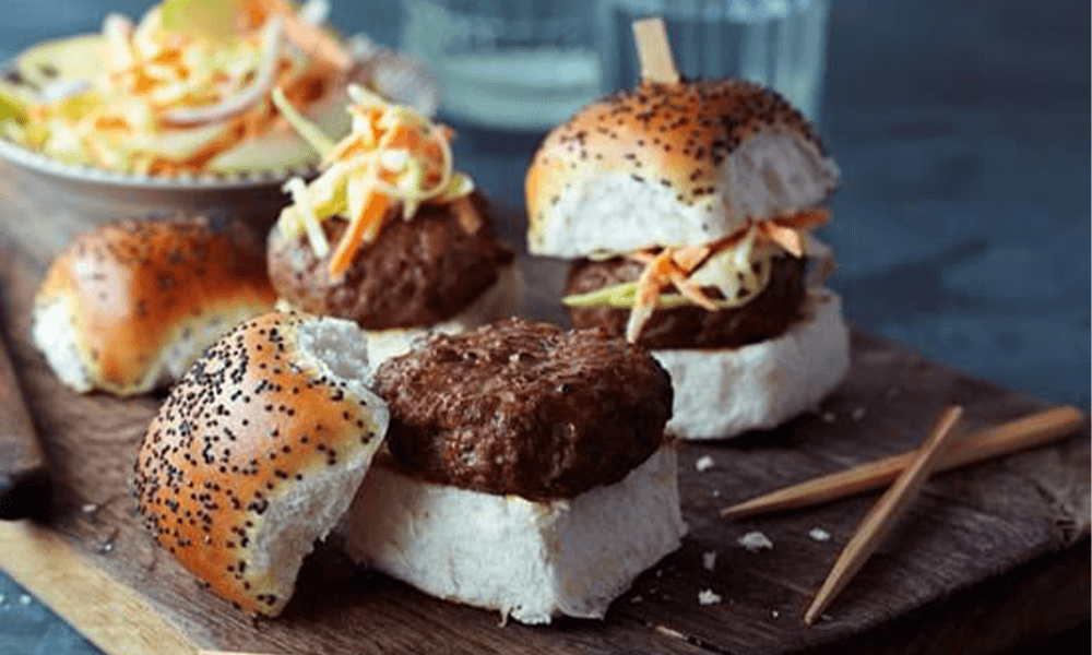 Piquant Mini Burgers with Apple and Chilli 'Slaw