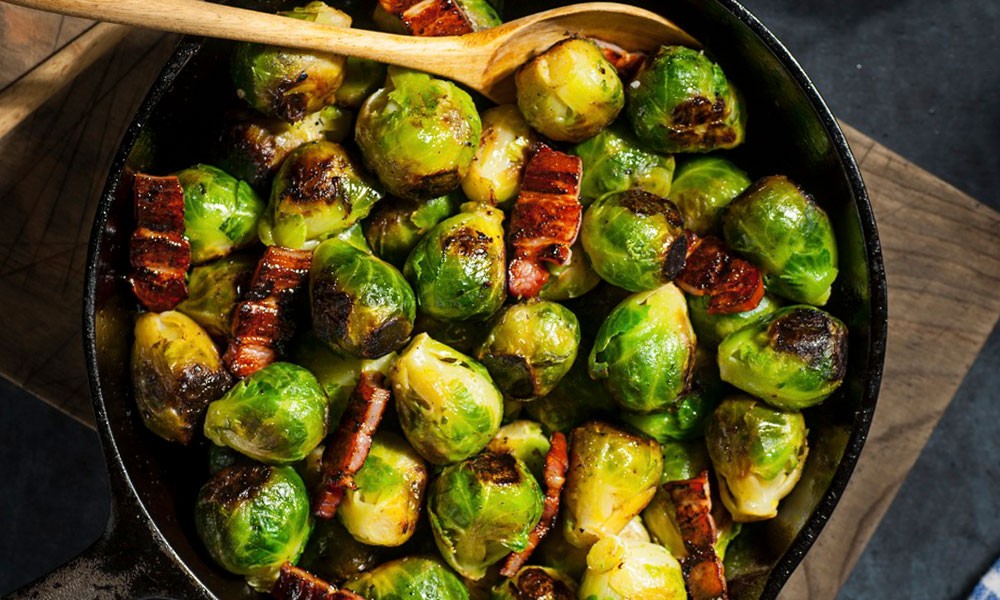 Chestnuts with Brussels Sprouts & Lardons