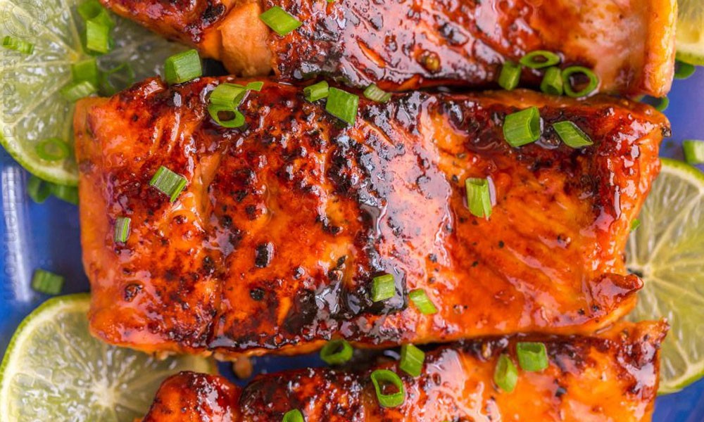 Honey Glazed Salmon with Pine Nut & Pomegranate Salad