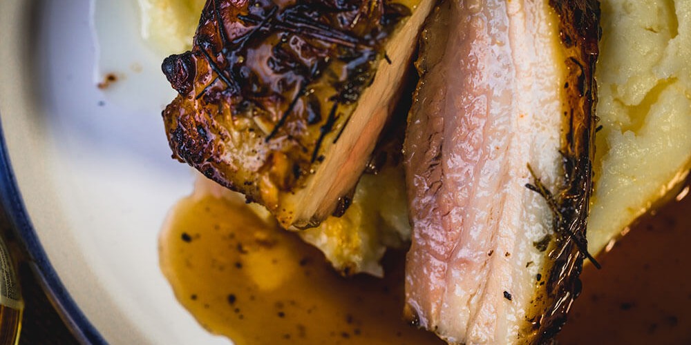 Slow Cooked Pork Belly with Seasonal Mash