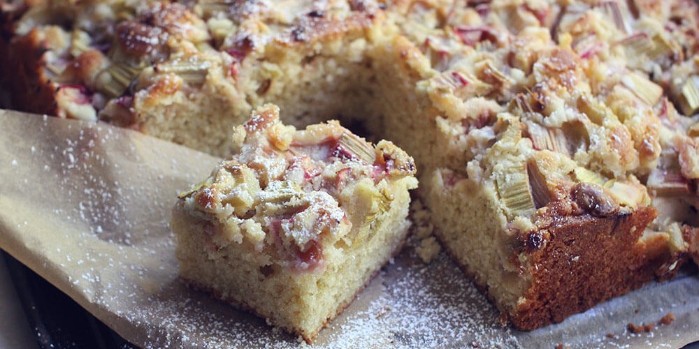 Rhubarb & Ginger Cake with Fava Bean Flour