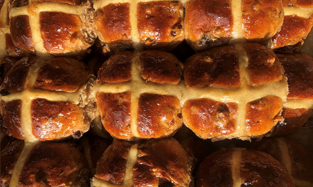 Hot Cross Bun Bread & Butter Pudding